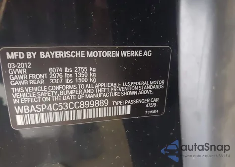 2012 BMW 550I Gran Turismo xDrive z USA, uszkodzony, nr VIN WBASP4C53CC899889